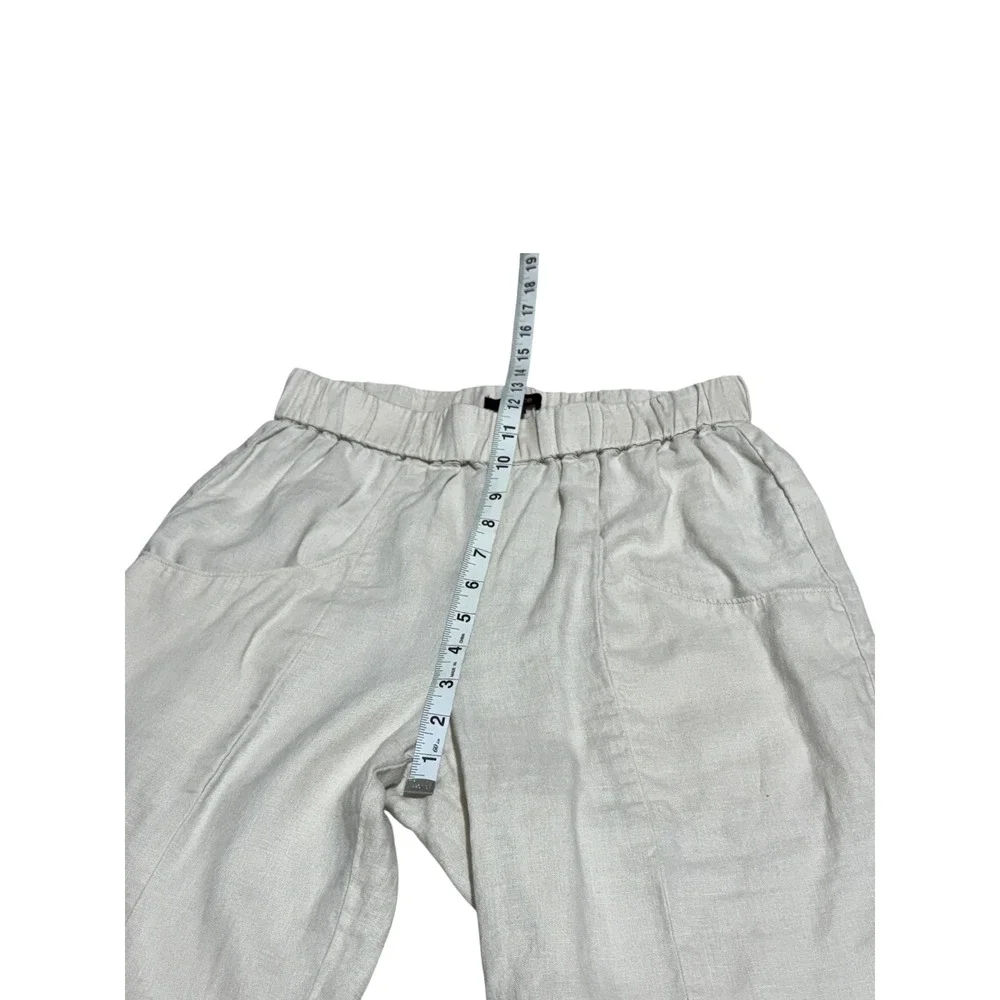 Quince 100% Linen Pants XS Beige Elastic Waist Straight Leg Summer Minimalist